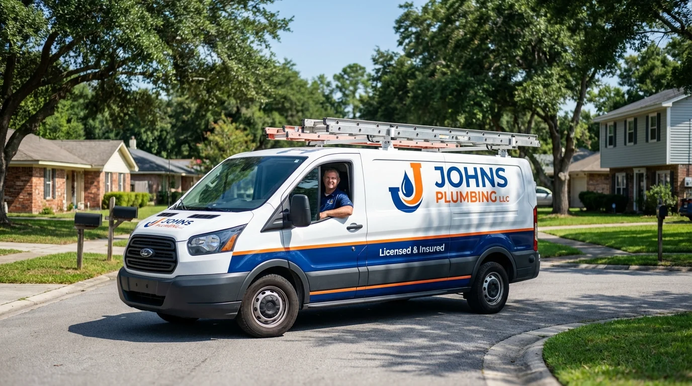 Johns Plumbing LLC service van in Martinsville, VA