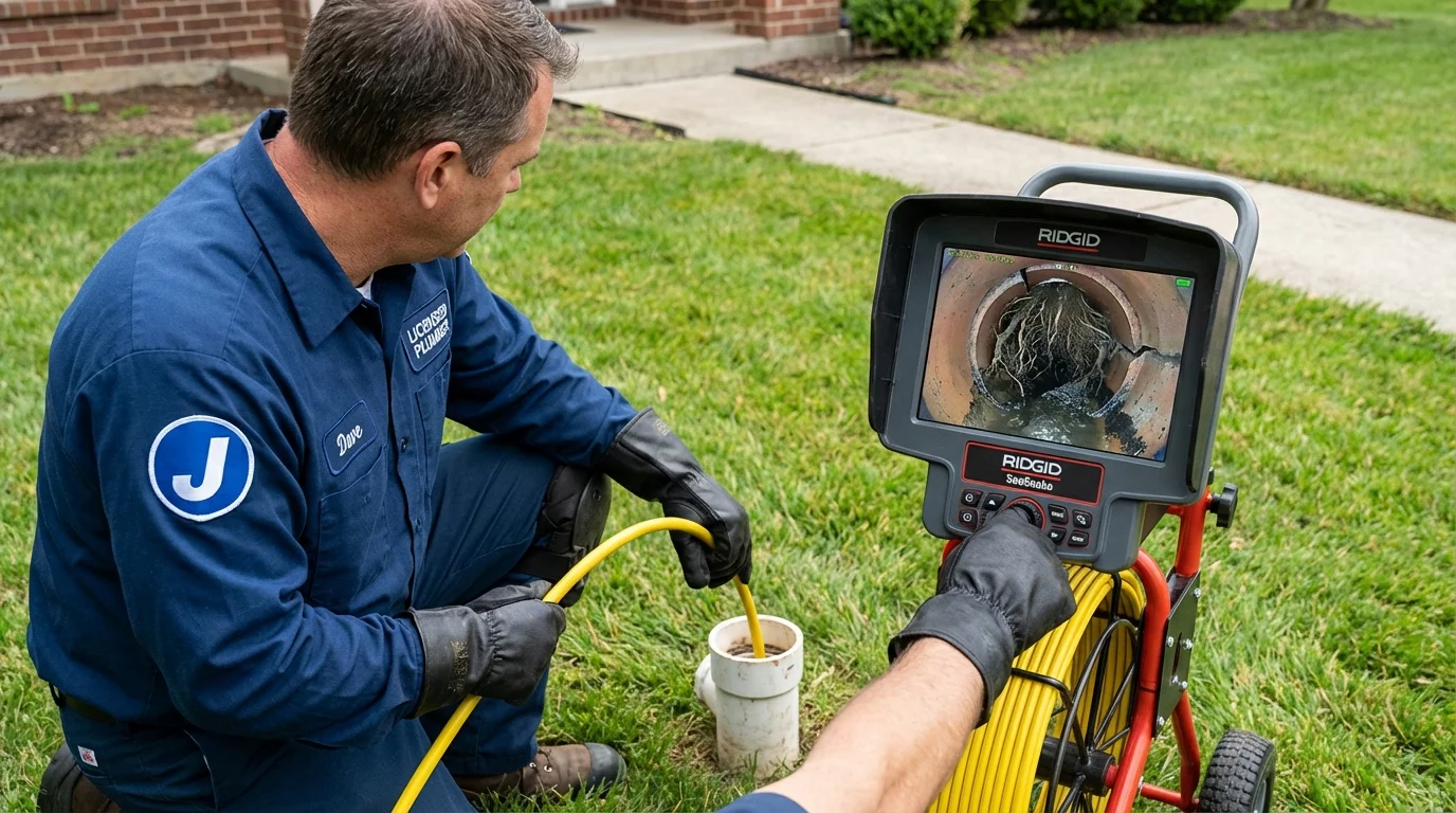 Sewer camera inspection being performed by Johns Plumbing LLC in Martinsville