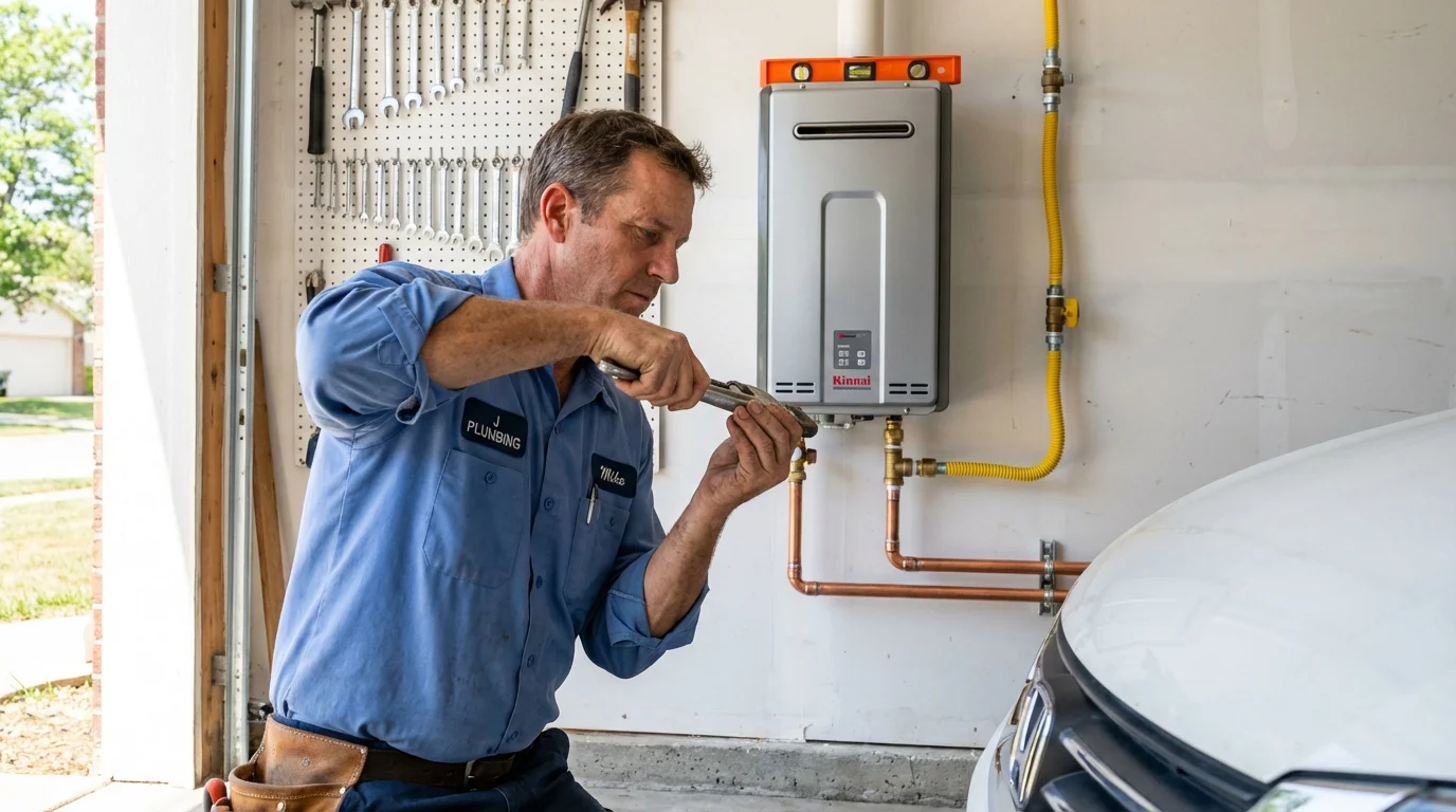 Tankless water heater installation by a Johns Plumbing LLC plumber in Martinsville